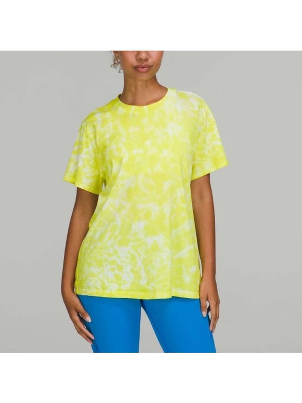 LULULEMON All Yours Cotton T Shirt Yellow Tie Dye Neon Short Sleeve Athleisure